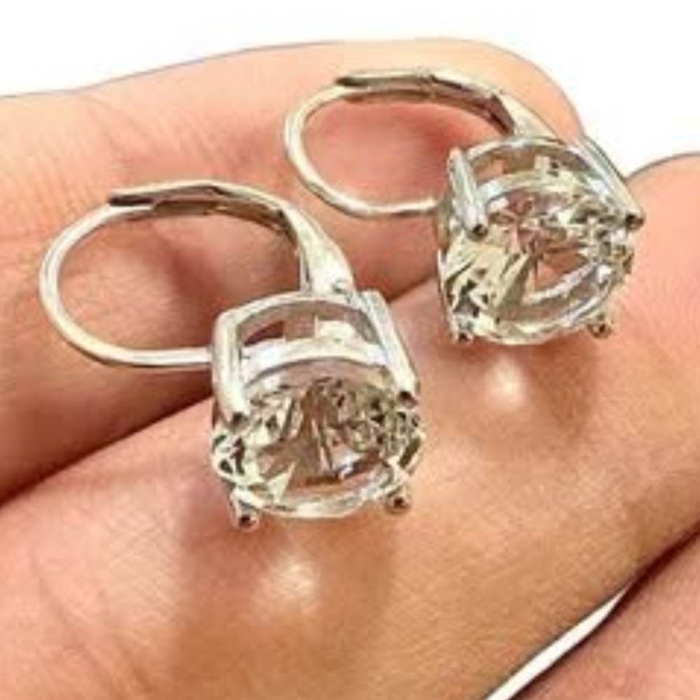 Leverback Earrings Silver Plated, 6mm Cubic Zirconia Earrings, 2.00 ct Earrings